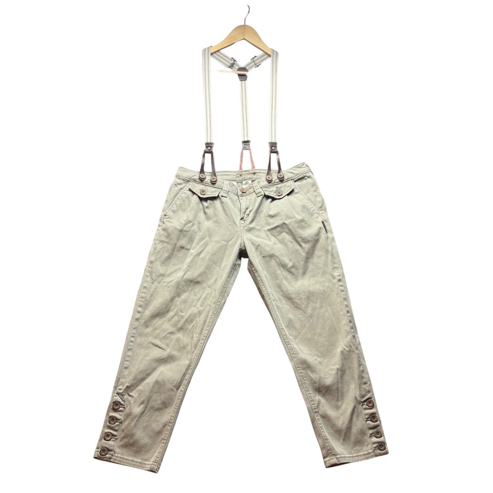 Silver Jeans Co Bonnie Pants Mens 30 Olive Khaki Cotton Relaxed Slim Suspenders